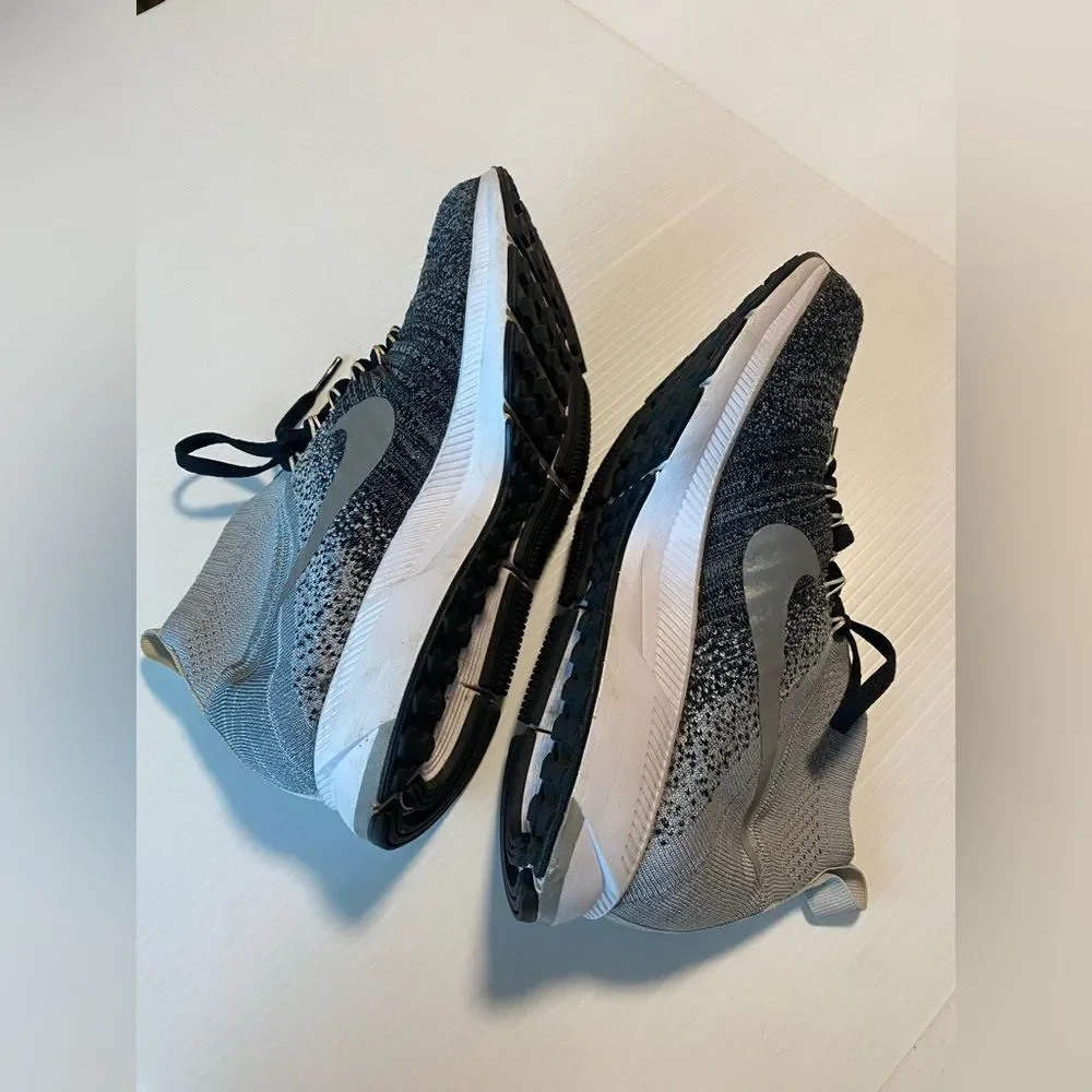 Nike Zoom pegasus All Out Flyknit pull on running shoes sneakers black gray 4.5Y